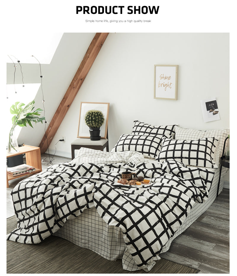 Bedding Set 100% Cotton (Black And White)