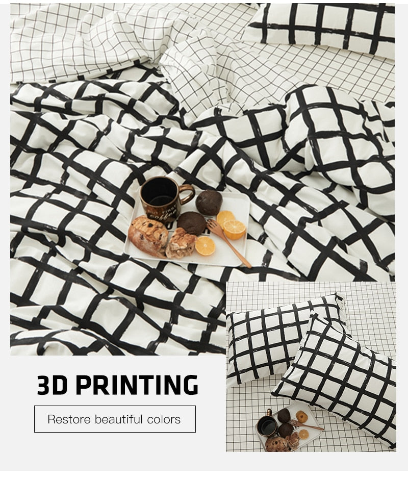 Bedding Set 100% Cotton (Black And White)