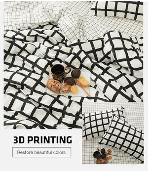 Bedding Set 100% Cotton (Black And White)