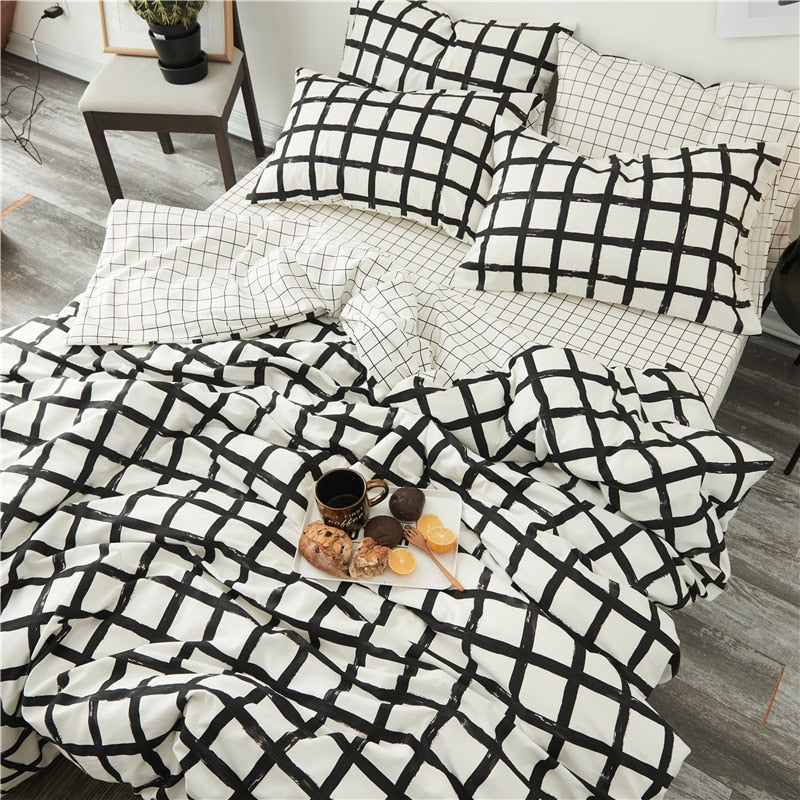 Bedding Set 100% Cotton (Black And White)